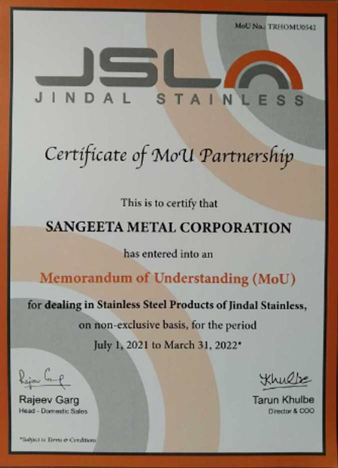 JSL Dealership Certificate